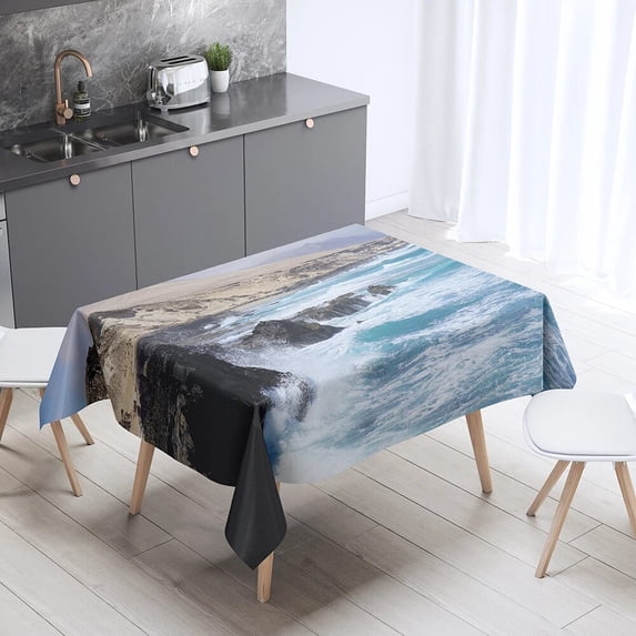 cover dust anti-fouling rectangular decoration home tablecloth print rock burnt shell Beach