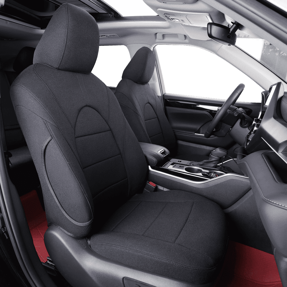 coverdream Grand Highlander Seat Covers Full Set for 2024 2025 2026 Toyota Grand Highlander SUV Seat Cushion,2nd Row w/Captain Seats - Polyester (Black,Full Set)