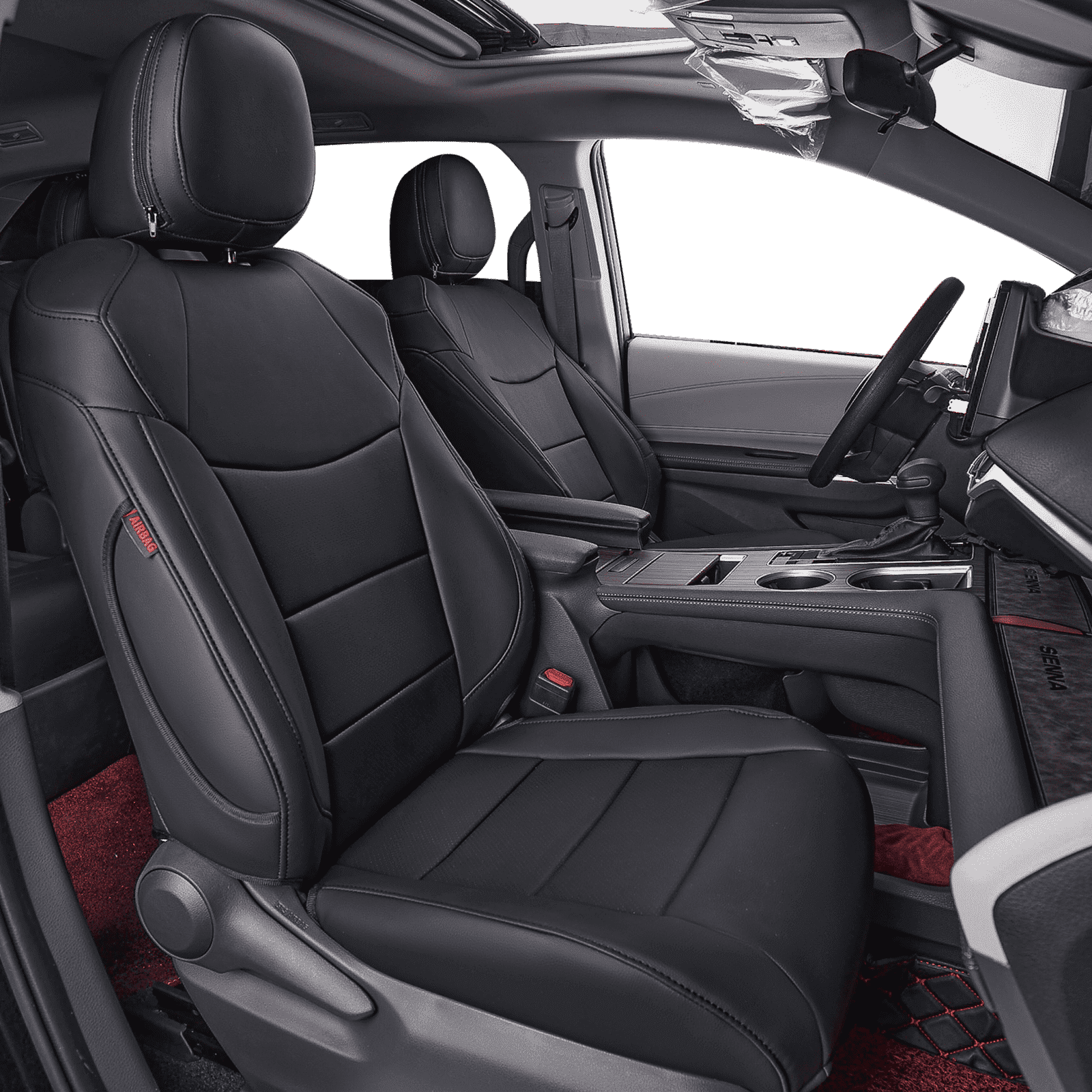 coverdream Sienna Seat Covers Custom Fit for 2021-2026 Toyota Sienna LE/XLE (8-Passenger),2nd Row Bench w/Removable Middle Seat Waterproof Leatherette(Full Set,Black)