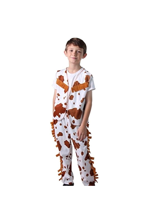 Cowboy Vest and Chaps - White/Brown - Size 6-8