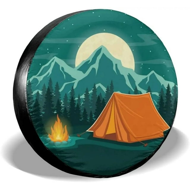 cozipink Moon Mountain Forest Camping Spare Tire COVER CAR Weatherproof