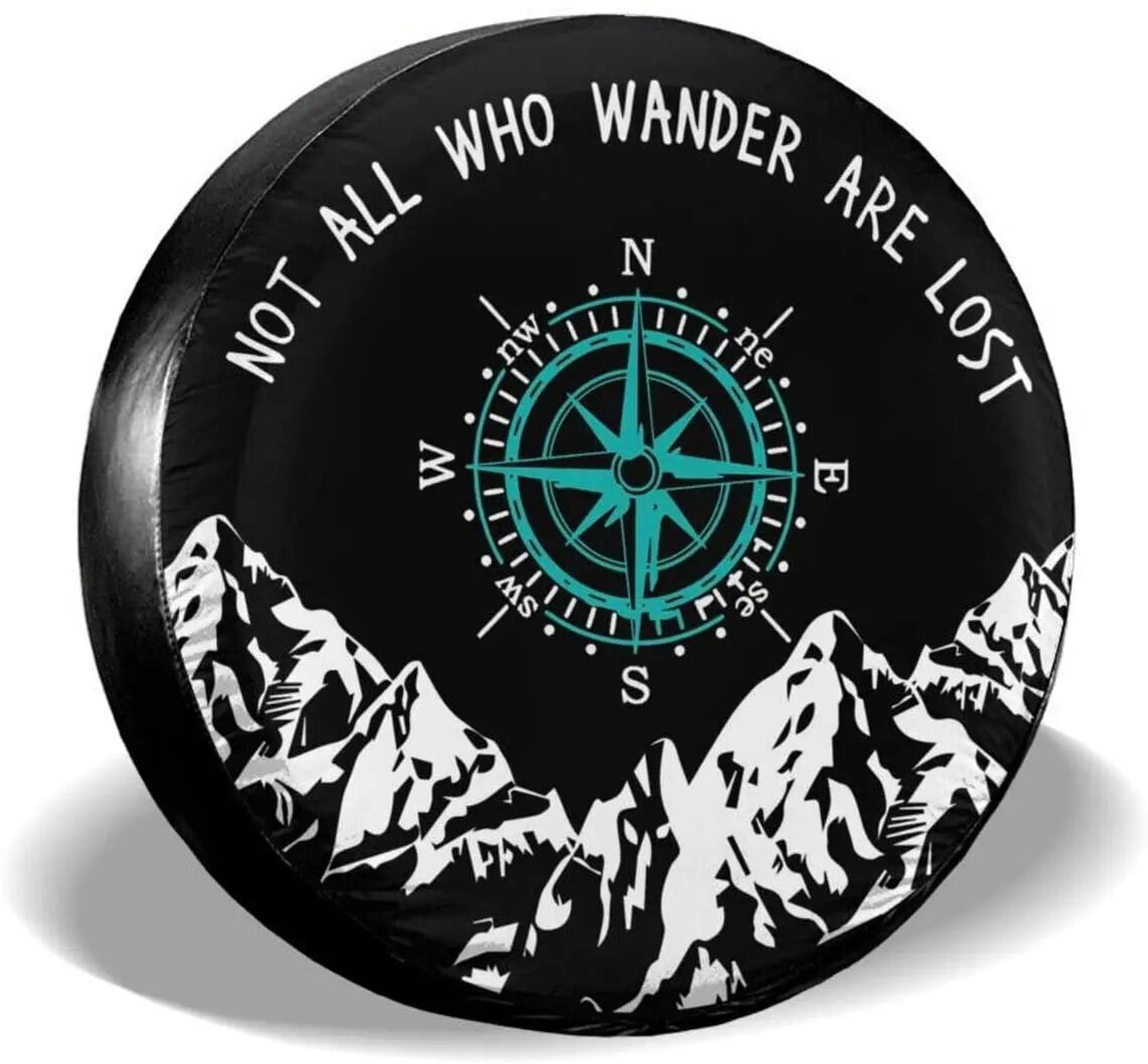 cozipink Mountain Compass Camper Nature Spare Tire Cover Wheel Protectors Weatherproof Universal