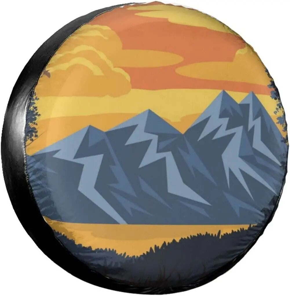 cozipink Nature Mountain Compass Spare Tire Cover Wheel Protectors