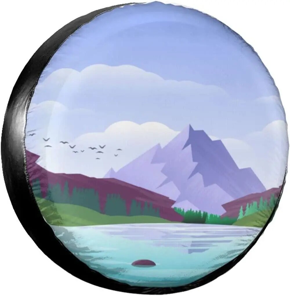cozipink Nature Mountain Compass Spare Tire Cover Wheel Protectors