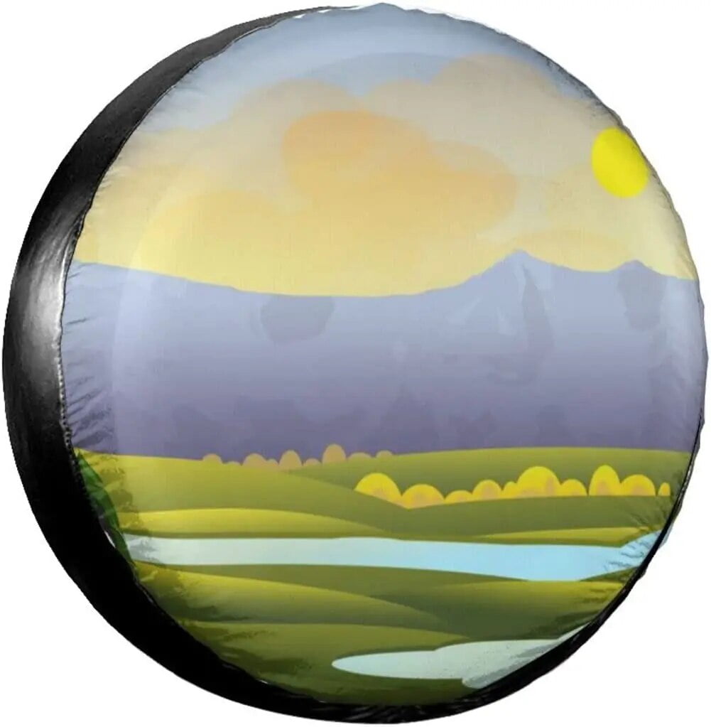 cozipink Nature Mountain Compass Spare Tire Cover Wheel Protectors