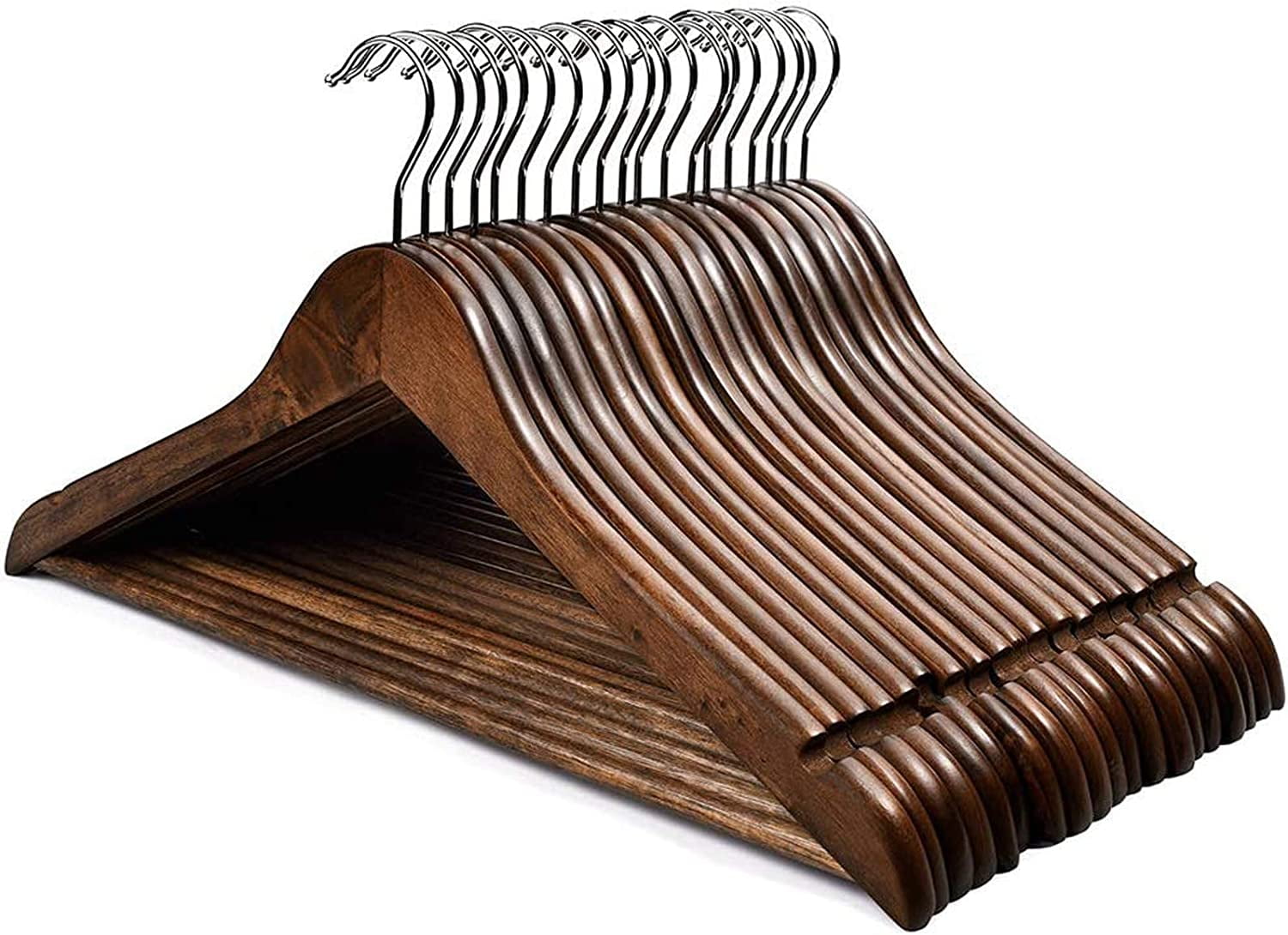 JDGOU Wooden Hangers 20 Pack Clothes Hangers Wood Hangers Walnut Smooth  Finish Coat Hanger for Closet Heavy Duty Hangers for Clothes Dress Suit
