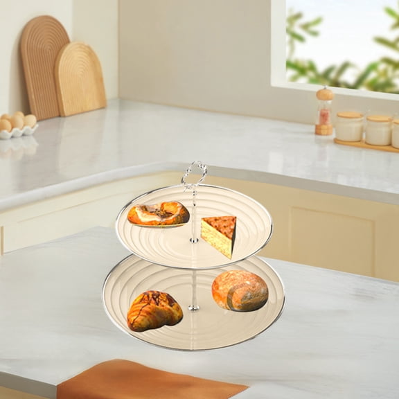 cpengpj 2-Tier Dessert Display Stand 1-Pack,Sturdy Smooth Edge,for Living Room Coffee Table Snack Candy Serving