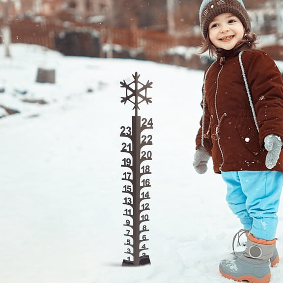 cpengpj 24 Inch Metal Snow Gauge with Decorative Motorcycle Design, Outdoor Winter Holiday Garden Yard Decor, Metal Snowfall Measurement Tool for Home and Patio