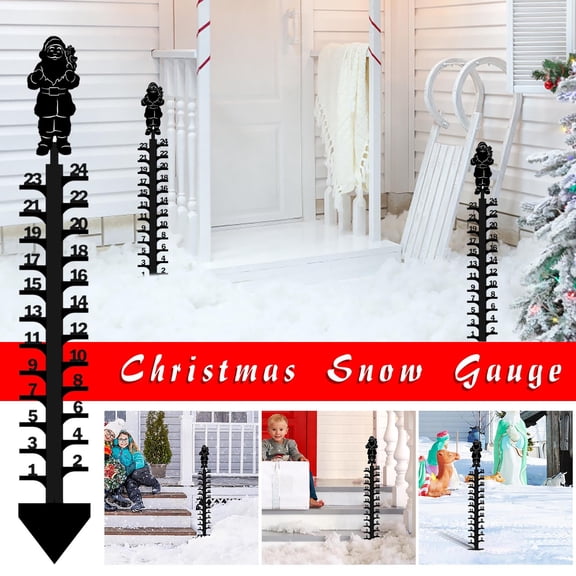 cpengpj 24-Inch Metal Snow Gauge with Snowflake Design, Christmas Holiday Outdoor Decoration, Steel Snow Measurement Tool with Anti-Glare Coating and Self-Leveling Base, Perfect Holiday Gift
