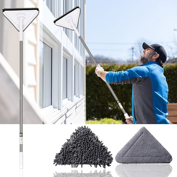 cpengpj 25cm Mop Multi-function Wipe Wall, Ceiling, Ceiling Mop, Wipe Car, Cleaning Cloth, for Painted Walls, Glass, Shower, Outdoor High Window