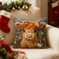 thumbnail image 1 of cpengpj 2D Floral Calf Print Pillow Cover, Soft Short Lint Decorative Sofa Cushion 45x45cm, Multicolor Home Decor for Living Room Bedroom (Cute Highland Cow Design), 1 of 6