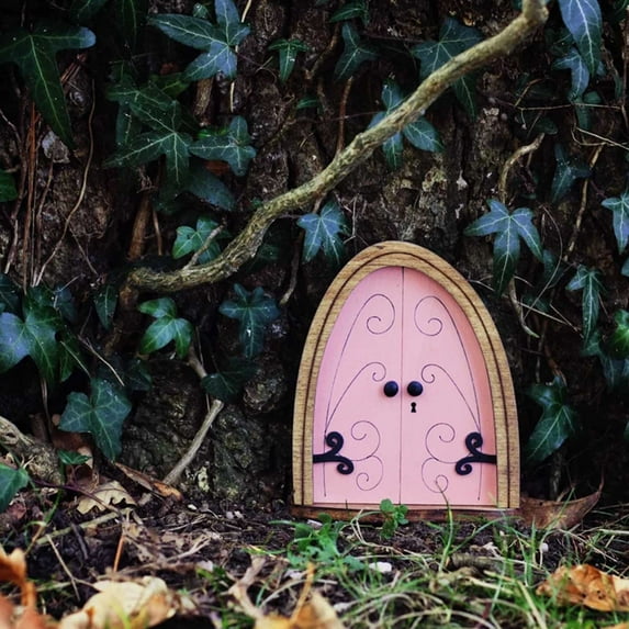 cpengpj 3D Sculpture Miniature Fairy House Kit Wooden Fairy Doors for Trees Outdoor Funny DIY Fairy House Accessories Lawn Home Wall Ornament