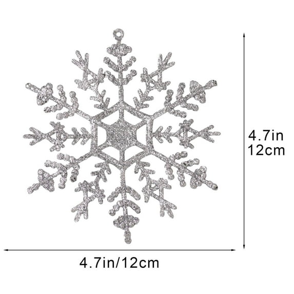cpengpj 3Pcs Christmas Snowflakes Decorations, 12cm Big Plastic Glitter White Snowflake Ornaments for Winter Indoor Outdoor Christmas Tree Holiday Window Room Decor Craft Snowflakes