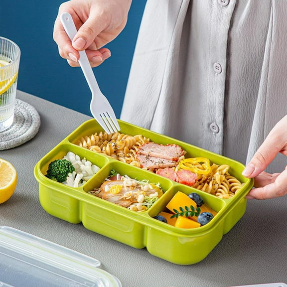 cpengpj 4 Compartments Large Lunch Box, Leakproof Plastic Microwave Lunchbox for Work School