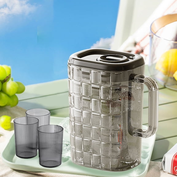 cpengpj 4-Piece Cold Water Jug and Cup Set,Food-Grade Odor-Resistant,for Family Gathering Juice Tea Serving