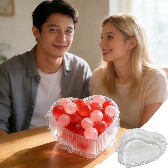 cpengpj 4-Piece Valentine's Day Clear Plastic Heart Shaped Treat Boxes with Lids, Reusable Food Storage Containers for Cupcakes, Cookies and Chocolates, Walmart Exclusive Party Favor Supplies
