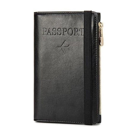 cpengpj 401 RFID Blocking Passport Wallet, Leather Travel Document Organizer with 11 Card Slots, Ultra Thin Men Women RFID Protection Secure Wallet for Travel Accessories