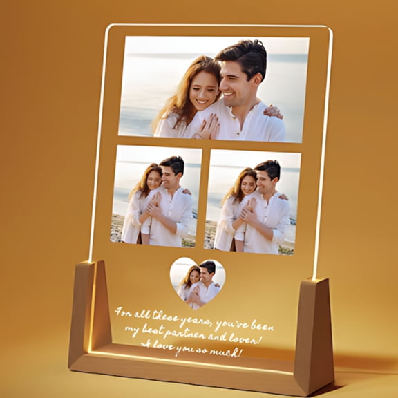 cpengpj 5 Inch Custom Acrylic LED Night Light with Photo Personalization,Romantic Gift for Couples Wedding Anniversary Birthday Valentine's Day