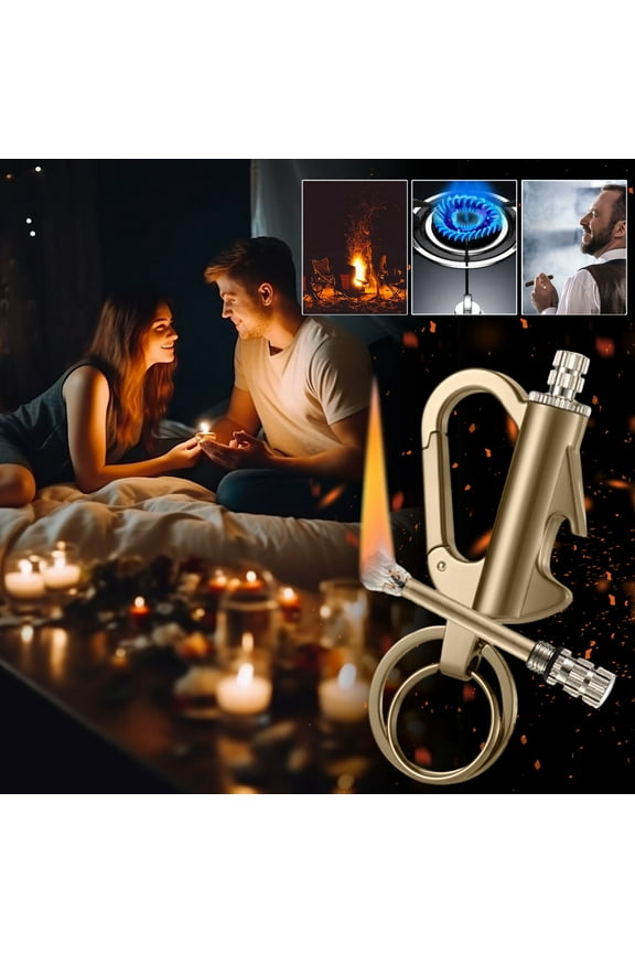 5ml Metal Keychain Lighter, Lighter Hidden in Key Chain Permanent Match Waterproof Fire Starter Key Ring for Outdoor Car and Home