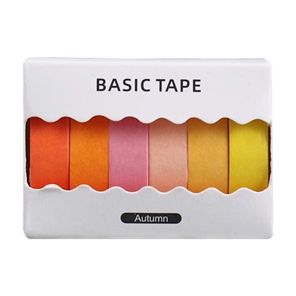 cpengpj 6-Color Solid Washi Tape Set, Residue-Free Adhesive, for Journal Scrapbook Damage-Free Decoration, 1 Pack