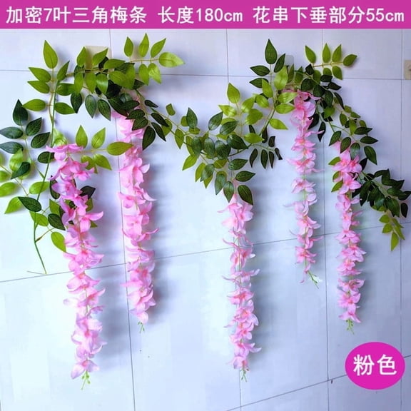cpengpj 70.9in Long Hanging Artificial Bougainvillea Vine, Plastic Wrapped with Iron Wire, for Living Room Ceiling Duct Coverage, 1 Piece