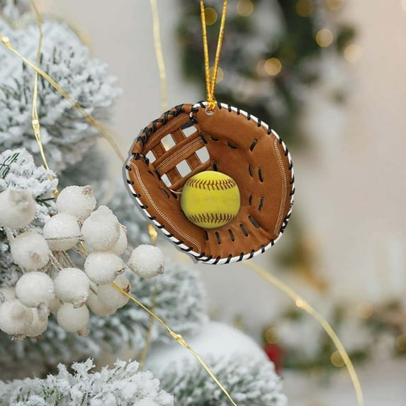 cpengpj 8CM Cute Baseball Glove Christmas Ornament Car Pendant, Holiday Home Decor for Tree, Car Mirror, Backpack, Perfect Gift for