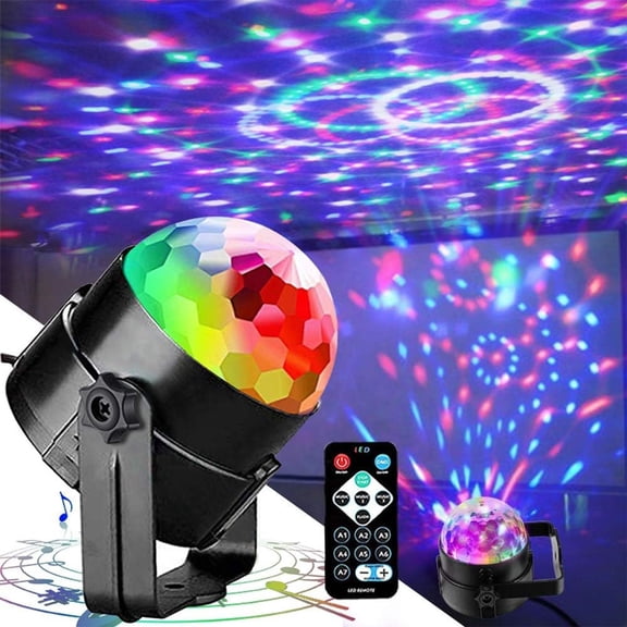 cpengpj Ambient Light 1-Piece, USB Powered Voice Activated Rotating with Remote Control, for Home Party and Car Decoration