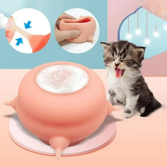 cpengpj Augegel 200ml Pet Milk Feeder with Food-Grade Silicone Nipples, Anti-Leak Design for Puppy/Kitten Hands-Free Nursing, 3 Nozzles, ABS Body, Sliding Lid