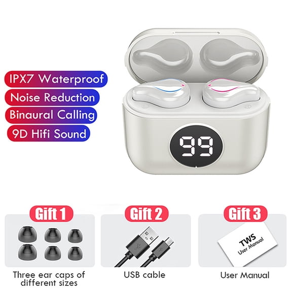 cpengpj BTH-283 Bluetooth 5.0 TWS Mini Earbuds Wireless Stereo Headphones with CVC8.0 Noise Reduction IPX7 Sweatproof for Sports iPhone Android