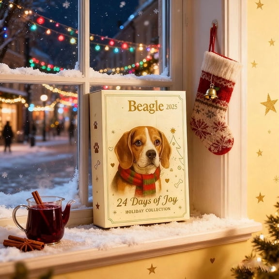 cpengpj Beagle Advent Calendar 1-Piece, 24 Unique Beagle Figurines with Different Themed Designs, Durable Craftsmanship for Christmas Countdown and Dog Lover Collection Display