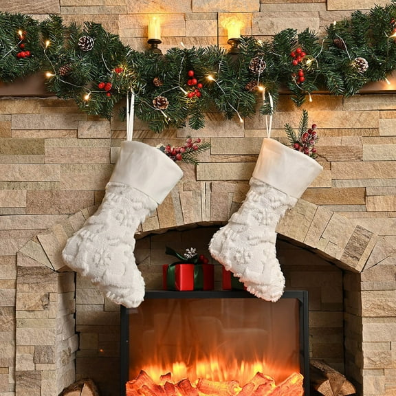 cpengpj Big Elk Christmas Socks White, Christmas Stocking for Home Decorations, Polyester, Multicolor, 38x28cm