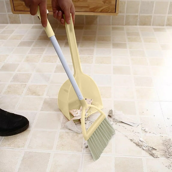 cpengpj Broom and Dustpan Set, Light Weight Stainless Steel Poles Stand Upright Dustpans with Broom Combo for Home Kitchen Office Pet Dog Hair