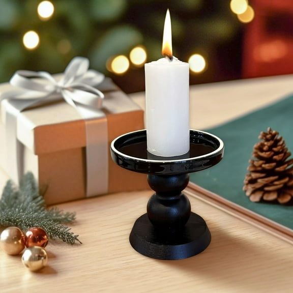 cpengpj Candlestick Ceramic Cup 1-Piece, Black Glossy Finish Thickened Wax Drip Prevention, for Living Room Aromatherapy Display and Dining Table Decor