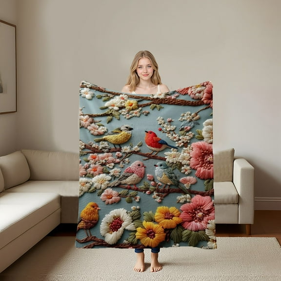 cpengpj Christmas Embroidery 2D Print Polyester Blanket 70x100cm, Multicolor Lightweight Throw for Sofa, Bed, Office and Travel, Cozy Boho Home Decor, All-Season Soft Air-Conditioning Cover Shawl