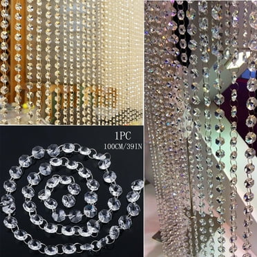 cpengpj 100cm/39in Crystal Glass Beaded Curtains for Doorways, Hanging Bedroom Window Door Curtains Room Divider for Home Decor, Easy to Install