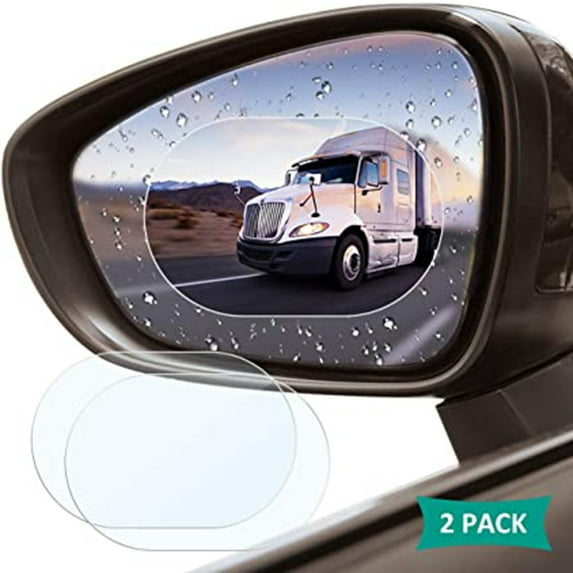 cpengpj 2Pcs Car Rear View Mirror Waterproof Film, Anti Fog Glare Rear View Mirror Sticker, HD Protective Clear Rainproof Film, Rain Proof Film for Car Window, Universal for Cars