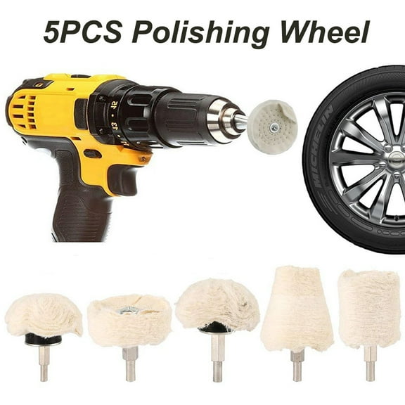 cpengpj 5Pcs Wool Polishing Buffing Pad Polishing Buffing Wheel for Drill Buffer Attachment with Drill Adapter
