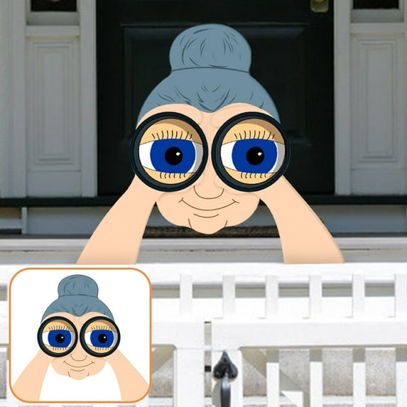 cpengpj Binocular Spying Fence Peeker - Nosy Neighbor Couple Fence Decoration Funny Old Man and Lady Yard Sign Outdoor Garden Fence Sign for Backyard Lawn Ornaments
