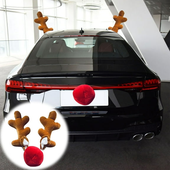 cpengpj Christmas Car Decorations Christmas Antlers Car Kit for Truck, Decorate Any Vehicle, Xmas Gift Set