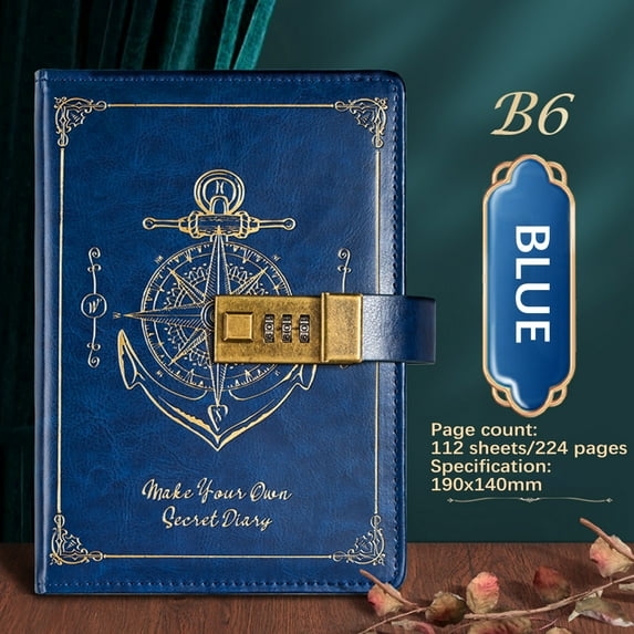 cpengpj Clearance Diary with Lock for Men Women Refillable Leather Journal with Lock Password Protected Notebook, High Appearance Diary Notebook Notes