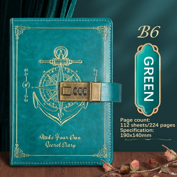 cpengpj Clearance Diary with Lock for Men Women Refillable Leather Journal with Lock Password Protected Notebook, High Appearance Diary Notebook Notes