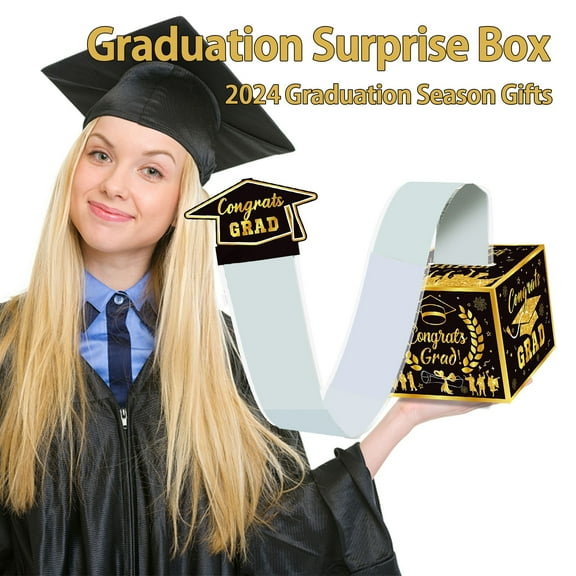 cpengpj Graduation Gifts, Funny Surprise Cash Gift Idea Kit for Boys Girls College High School Congrats Grad Black Gold