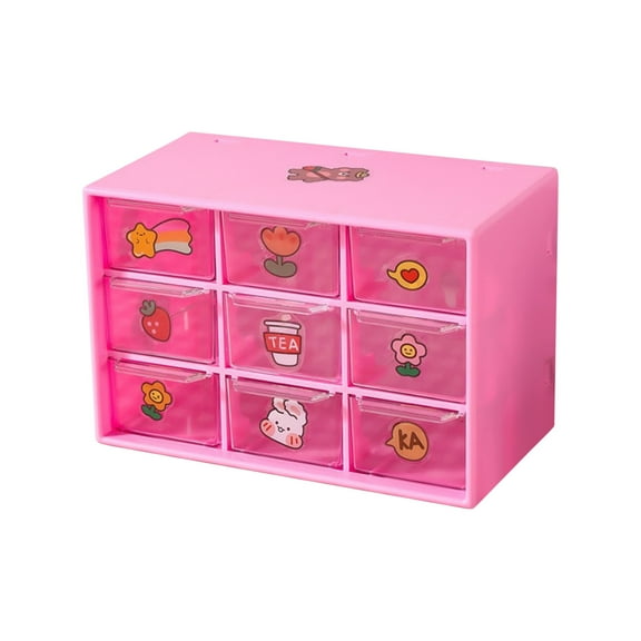 cpengpj Makeup Organizer with 9 Drawers, Desk Cosmetics Storage Box for Nail Polish, Lipstick, Brushes, Jewelry, Skincare, Bathroom Organization Boxes Student Drawers Stationery