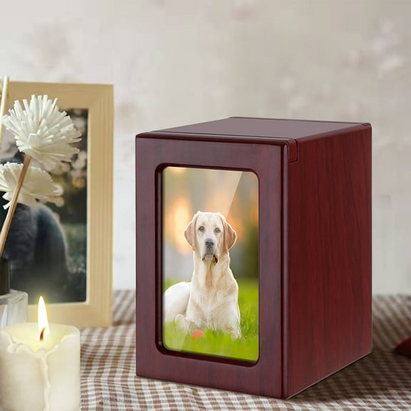 cpengpj Photo Frame Wood Memorial Pet Urn-Pet Cremation Box, Pet Urns, Holds up to 30 Cubi-c Inches of Ashe, Cremation Urn for, Dog