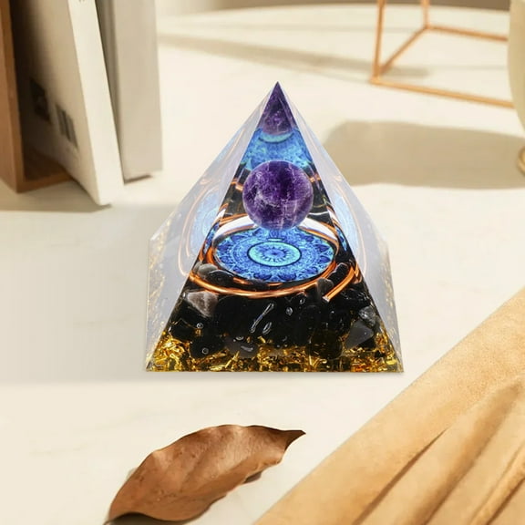 cpengpj Pyramids Crystal Ball Crushed Stone Pyramids Home Crafts Resin Ornaments Bar Decoration 5cm Meditation Crystals Home Art Decor, Feng Shui for Prosperity Positive Energy