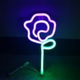 thumbnail image 1 of cpengpj Rose Neon LED Signs Rose Flower with Green Neon Art Wall Sign, Night Neon Light Rose Flower Light Decor for Party, Bedroom, Bar, Wedding Gift Valentine's Day Decor, 1 of 1