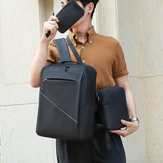 cpengpj Travel Laptop Backpack Fashion Three-piece Backpack Male Business Usb Charging Laptop Bag High-capacity Students Bag for Women Men Work College Gift, Casual Daypack