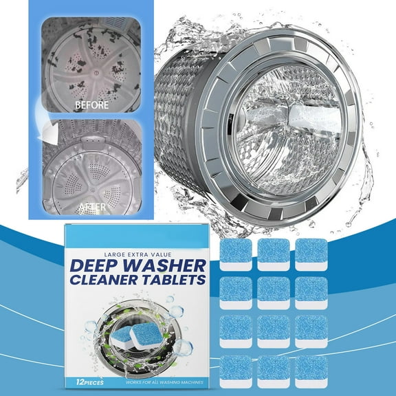 cpengpj Washing Machine Cleaner Tablets, Effervescent Septic Safe Washing Machine Cleaning Tablets, Washer Cleaner Tablets, Works with All Washers