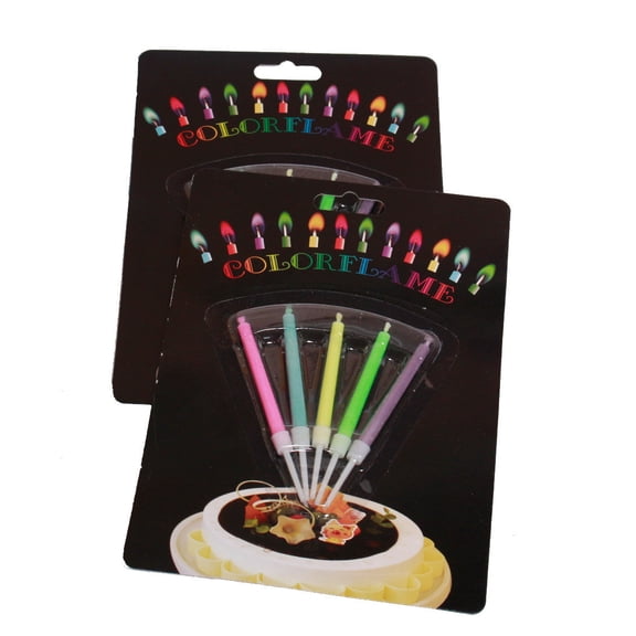 cpengpj Colored Flame Birthday Candles for Party Cake Decorations, Multicolor Flames Including Blue Red Green Yellow, Indoor Outdoor Safe Use, Long-Lasting Burn Time Over 30 Minutes