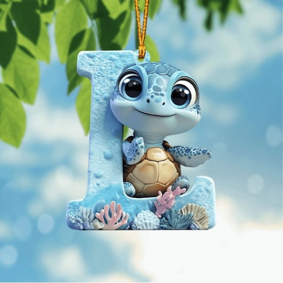 cpengpj Cute Turtle Alphabet Ornament, Durable Non-Toxic Letter Shaped Decor with Vibrant Colors, Educational Nursery Wall Hanging for Kids Room, Christmas Tree and Early Learning (A-Z)